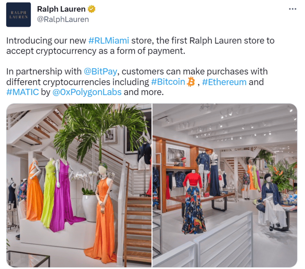 Ralph Lauren Now Accepts Crypto at New Miami Store