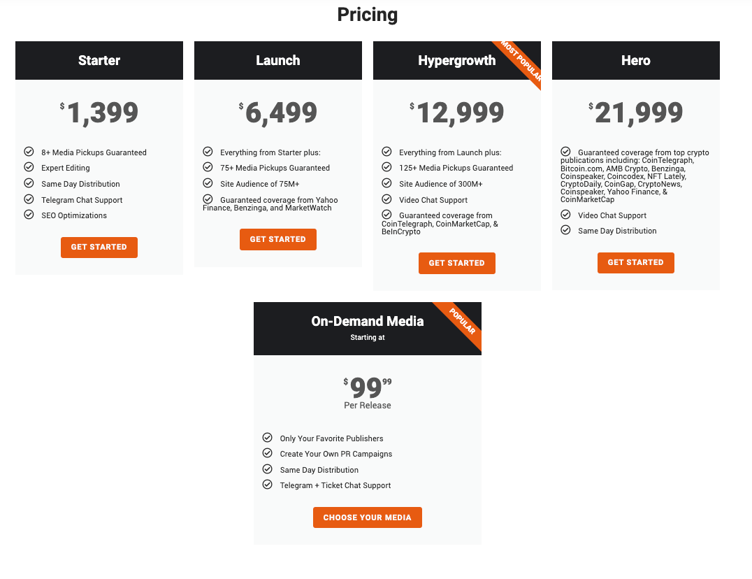Coinscribble pricing screenshot